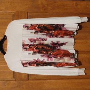 Ted Baker London White Sweater with Floral Pleat Back